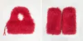 Set gilet in ecopelliccia rossa e scaldamuscoli abbinati per abbigliamento invernale donna - Taglia unica / Set con Zirconia Rossa
