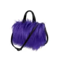 Bolso tote de pelo morado con correas negras estilo almohada, estética dulce y cool - Púrpura profundo