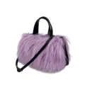 Bolso de mano de moda en piel sintética violeta con elegantes asas negras y correa - Púrpura Taro