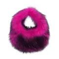 Fashionable hot pink and black faux fur hobo handbag for women, Y2K style plush carry bag. - Rose Pink