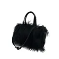 Bolso de almohada de piel sintética negra con correas de cuero estilo Y2K - Negro