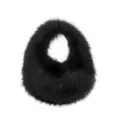 Stylish black faux fur tote bag for women featuring a trendy Y2K punk style design - Black