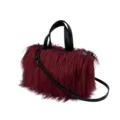 Bolso tote de piel sintética burdeos para mujer con asas negras estilo Y2K - Burdeos
