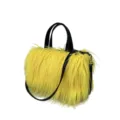 Bolso tote de piel sintética amarillo brillante con asas negras estilo Y2K - Amarillo