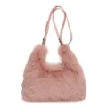 Élégant sac cabas en fausse fourrure rose avec bandoulière réglable pour automne-hiver - Rose