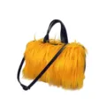 Bolso tote de piel sintética amarillo brillante con asas negras de estilo Y2K para mujer - Naranja