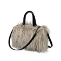 Bolso de mano de piel sintética caqui con asas negras estilo y2k para mujer chic - Café Claro