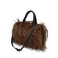 Bolso tote de piel sintética marrón con asas negras, bolso bandolera estilo Y2K - Café Oscuro