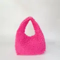 Sac cabas en peluche rose vif avec une texture douce de balai pour un style très mignon - Rose rouge