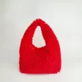 Sac cabas original en peluche rouge texturée avec un design mode aux couleurs bonbon - Rouge