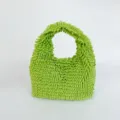 Sac fourre-tout vert vif en peluche hirsute avec texture douce type serpillière - Vert Fluorescent