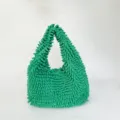 Sac fourre-tout tendance vert bonbon en peluche avec texture guimauve pour femmes - Vert Foncé