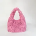 Sac fourre-tout en peluche rose élégant avec une texture douce de guimauve pour femmes - Rose rosé