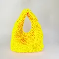 Sac à main en peluche jaune vif de couleur bonbon avec une texture unique en chenille - Jaune