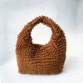 Sac fourre-tout en peluche chenille marron de grande capacité style vadrouille - Marron