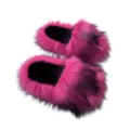 Schicke Y2K-Punk-Plüschhausschuhe mit flauschigem pinkem und schwarzem Waschbärpelzimitat. - 36 / Fuchsia