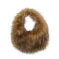 Stylish brown faux raccoon fur vest-style tote bag for women with y2k plush design - Brown