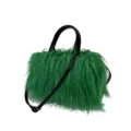 Elegante bolso de piel sintética verde estilo Y2K con asas negras y correa de hombro - Verde Oscuro
