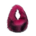 Fuchsia and black gradient faux fur handbag for women, Y2K style plush tote bag - Rose Red