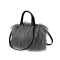 Bolso tote gris estilo Y2K de piel sintética con asas negras y correa de hombro - Gris