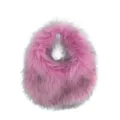 Stylish pink faux raccoon fur plush handbag for women with trendy Y2K sweet and cool aesthetic - Pink Purple