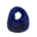 Electric blue and black faux fur hobo handbag in Y2K sweet and cool spice girl style - Sapphire Blue