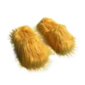Pantoufles en fausse fourrure jaune vif style punk Y2K pour un confort mode à la maison - Orange