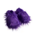 Chaussons chics en fausse fourrure violette avec semelle en PVC dans le style punk Y2K - Violet