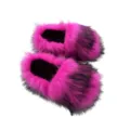 Modische Y2K-Punk-Hausschuhe aus Waschbär-Kunstpelz in leuchtendem Pink und Schwarz - Rosarosa - Wollimitat-Sohle 2.0 (Nur Schuhe) / 36 (US 3)