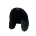 Plush black faux fox fur trapper hat with ear flaps for winter warmth - Black