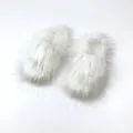 Stylish white faux fur fluffy Y2K slippers for women cozy indoor home footwear wear - 36 (US 3) / White