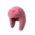 Luxurious pink faux fox fur trapper hat with ear flaps for winter outdoor warmth - Watermelon red