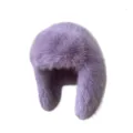 Winter purple faux fox fur Ushanka trapper hat with soft plush ear protection flaps - Purple