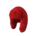 Luxurious bright red faux fox fur trapper hat with warm plush ear flaps for winter skiing - Red