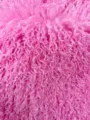 Detalle de tela de peluche de lana sintética rizada rosa brillante para bolso tote - Piel de cordero tibetano rosa púrpura 436