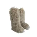 Fashionable knee-high faux fur snow boots in beige with warm long plush finish - Light Coffee