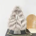 Autumn winter 2024 faux fox fur handbag with gold chain strap and gray texture - 30*35*9 / Gray