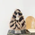 Elegant faux fox fur jacquard handbag with golden chain strap for autumn and winter fashion. - 30*35*9 / Camel