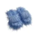 Chaussons en fausse fourrure à poils longs bleu clair style Y2K, pantoufles punk. - Bleu ciel