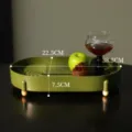 Vassoio da tè drenante verde ovale con piedini in legno e lunghezza di 38,5 cm - Verde pomelo scuro