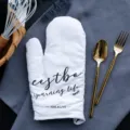 Guanto da forno in cotone bianco spesso con scritte decorative nere per cucina - Guanti bianchi con lettere