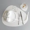 Set di tovagliette e sottobicchieri in pelle bianca di forma irregolare di lusso per la tavola - Bianco Grande
