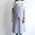Grembiule da cucina giapponese smanicato in cotone e lino viola chiaro per adulti - grigio-argento