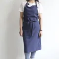 Grembiule da cucina professionale in cotone blu scuro con tasca frontale per cuochi - Blu navy