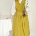 Professional breathable yellow cotton water repellent apron for kitchen and home workwear - Turmeric