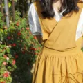 Yellow pure cotton breathable apron for women, Korean style double-sided wearable design. - Light Coffee