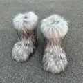 Botas de nieve de invierno en piel sintética gris moteada para un estilo de Y2K - 36 / Gris