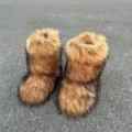 Botas de nieve de piel sintética esponjosa para mujer, estilo de invierno cálido Y2K - 36 / Café