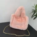 Bolso tote mini chic de piel sintética rosa con una versátil correa de cadena dorada - Rosa Pastel
