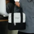 Borsa termica minimalista a due strati per il pranzo con stampa SMQH in nero e bianco - Grigio e Nero